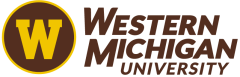 Western Michigan University logo with a brown circle with a gold w inside
